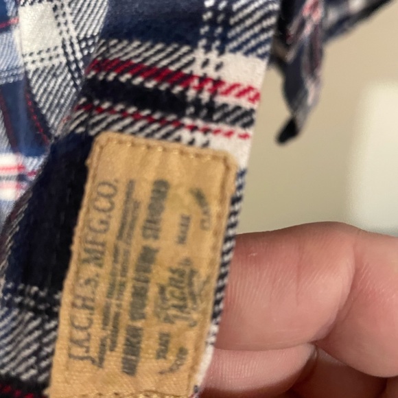 Jachs | Men’s Stone & Brown Plaid Flannel Shirt Size Large - Picture 4 of 5